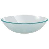 VidaXL Wastafel met kraan en pop-up afvoer mat gehard glas - thumbnail