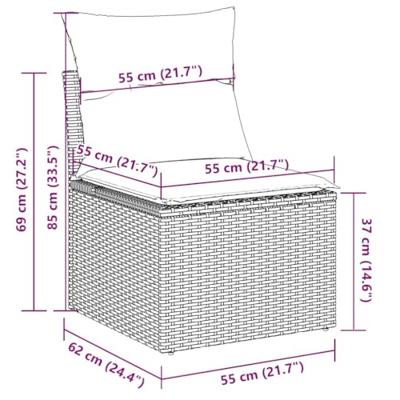 2-delige Loungeset met kussens poly rattan acacia grijs