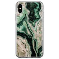 iPhone X/XS siliconen hoesje - Green waves - thumbnail