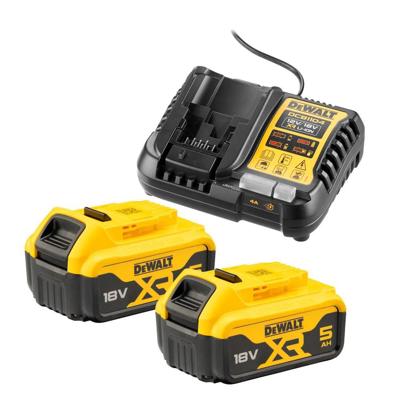 DeWalt DCB1104P2-QW Set oplader DCB1104 + 2 accu's DCB184 18 V 5 Ah