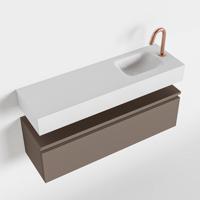 MONDIAZ ANDOR 100cm toiletmeubel smoke. LEX 100cm wastafel talc rechts 1 kraangat - thumbnail