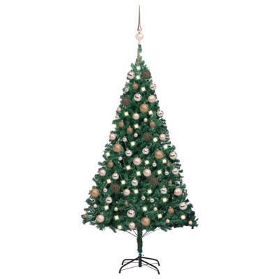 VidaXL Kunstkerstboom met verlichting en kerstballen 150 cm pvc groen