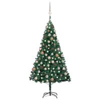 VidaXL Kunstkerstboom met verlichting en kerstballen 150 cm pvc groen - thumbnail