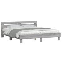 Bedframe met hoofdeinde bewerkt hout grijs sonoma 200x200 cm - thumbnail