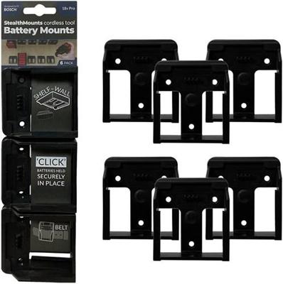 Stealthmounts Batterijhouders voor Bosch 18v | Zwart | 6 stuks - BM-BO18-6 Stealthmounts Batterijhouders voor Bosch 18v | Zwart | 6 stuks - BM-BO18-6