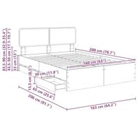 Bedframe met lade Grijze Sonoma 160 x 200 cm Geconstrueerd hout - thumbnail