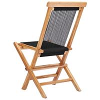 Tuinstoelen inklapbaar 2 st massief teakhout en touw - thumbnail