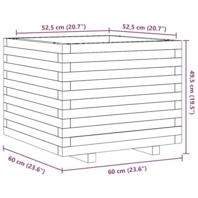 Plantenbak 60x60x49,5 cm massief grenenhout wit