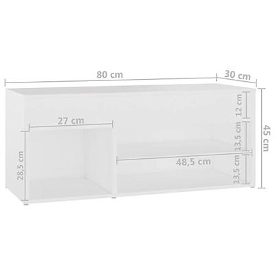 Schoenenbank 80x30x45 cm spaanplaat wit