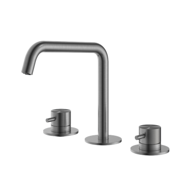 Hotbath Archie Wastafelmengkraan 3 gats zonder waste BGP Geborsteld Gunmetal PVD AR033BGP