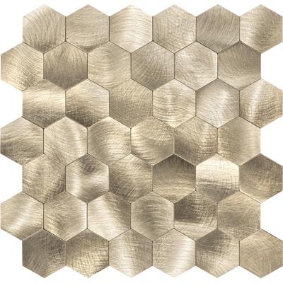Zelfklevende Hexagon XL Mozaïektegel - Geborsteld Goud - 290x288mm