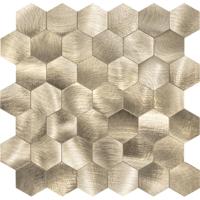 Zelfklevende Hexagon XL Mozaïektegel - Geborsteld Goud - 290x288mm - thumbnail