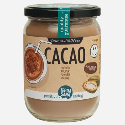Raw cacao antioxidant poeder in glas bio