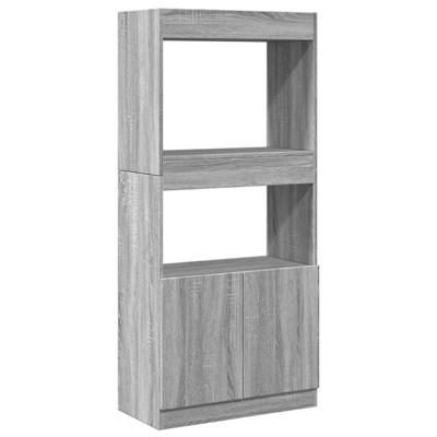 Hoge kast 63x33x180 cm bewerkt hout grijs sonoma eikenkleurig - thumbnail