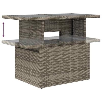 8-delige Loungeset met kussens poly rattan acacia grijs