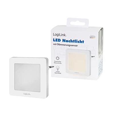 LogiLink LED013 LED013 LED-nachtlamp met schemerschakelaar Vierkant LED Warmwit Wit