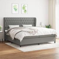 Boxspring met matras stof donkergrijs 200x200 cm - thumbnail