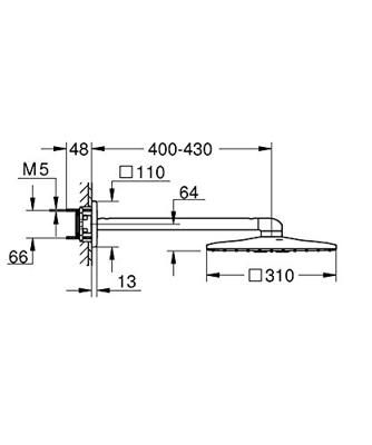 GROHE Rainshower SmartActive 310 Cube Hoofddouche - 31cm - 2 straalsoorten - wandarm 43cm - chroom 26479000 - thumbnail