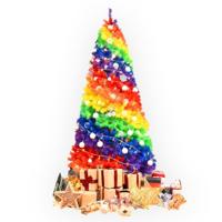 Regenboog Kerstboom 150cm - Inclusief Metalen Basis - Kleurrijke PVC Boom - thumbnail