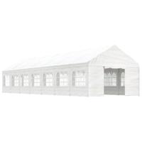 Prieel met dak 15,61x4,08x3,22 m polyetheen wit - thumbnail