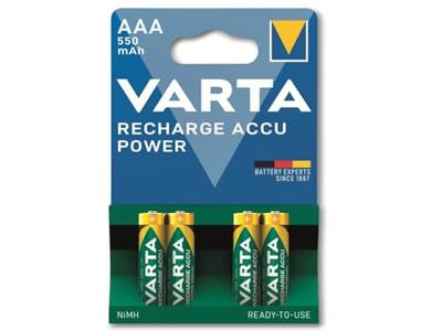 Varta RECH.AC.PowerAAA550mAh Bli 4 Oplaadbare AAA batterij (potlood) NiMH 550 mAh 1.2 V 4 stuk(s) Varta RECH.AC.PowerAAA550mAh Bli 4 Oplaadbare AAA batterij (potlood) NiMH 550 mAh 1.2 V 4 stuk(s)