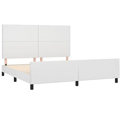 Bedframe met hoofdbord kunstleer wit 180x200 cm