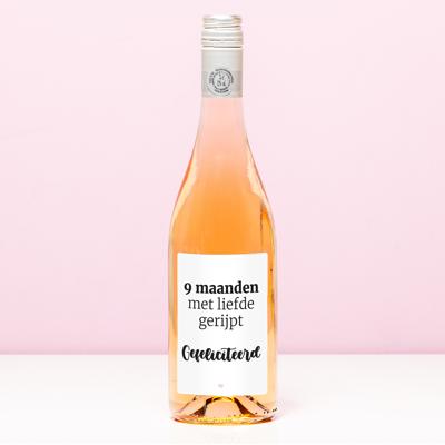 Wijnfles 9 Maanden Met Liefde Gerijpt - Rosé (Blush Rosé)
