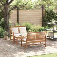 Tuinbankenset 3 pcs Naturel Massief Teakhout - thumbnail