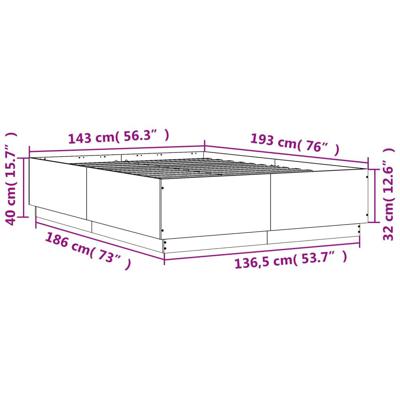 Bedframe bewerkt hout sonoma eikenkleurig 90x190 cm - thumbnail