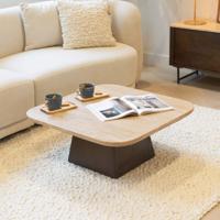 Eleonora Salontafel 'Travis' Mangohout en Travertin, 80 x 80cm - thumbnail