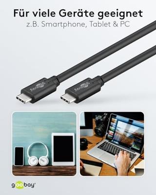 Goobay USB-C - USB-C laadkabel 50cm zwart - 9550200 Goobay USB-C - USB-C laadkabel 50cm zwart - 9550200