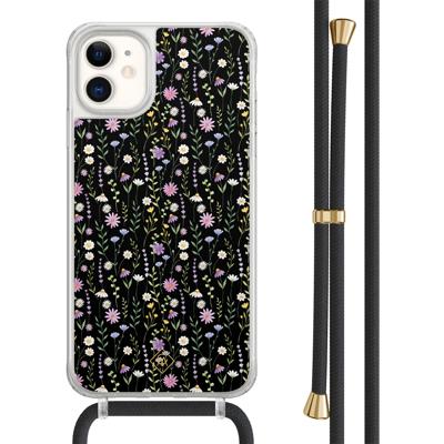iPhone 11 hoesje met zwart koord - Flower fantasy