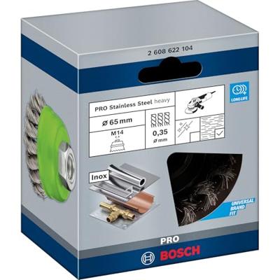 Bosch Accessoires Komstaalborstel, roestvrij 65 mm, 0,35 mm, 12500 U/ min, 14 1st - 2608622104 - thumbnail