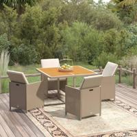 5-delige Tuinset met kussens poly rattan beige - thumbnail