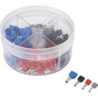 TRU COMPONENTS 739884 Assortiment dubbele adereindhulzen 0.75 mm², 1 mm², 1.5 mm², 2.5 mm² Deels geïsoleerd Grijs, Rood, Zwart, Blauw 200 stuk(s) - thumbnail