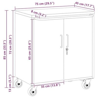 VidaXL Werkbank met plank met wiel zwart en grijs 75 x 45 x 85 cm VidaXL Werkbank met plank met wiel zwart en grijs 75 x 45 x 85 cm