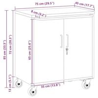 VidaXL Werkbank met plank met wiel zwart en grijs 75 x 45 x 85 cm - thumbnail