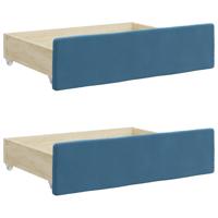 Slaapbank met onderschuifbed en lades 100x200 cm fluweel blauw - thumbnail