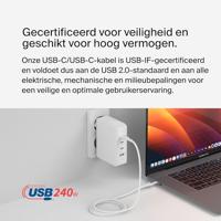 Belkin BoostCharge USB-C/USB-C-voedingskabel, snellaadkabel met 240 W Power Delivery, USB-IF-gecertificeerd, compatibel met MacBook Pro, Chromebook, iPhone 16/iPhone 15, Galaxy, iPad, meer, 1 m, wit - thumbnail