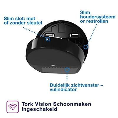 Toiletpapierdispenser Tork T1 Elevation jumbo zwart 554008