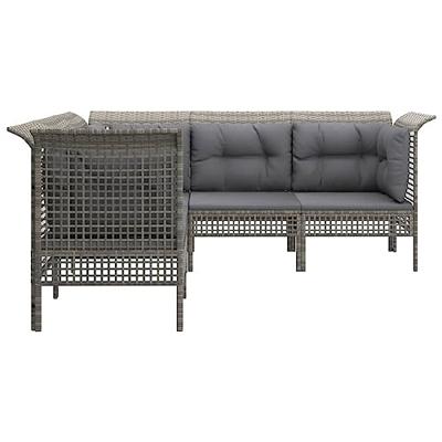 5-delige Loungeset met kussens poly rattan grijs 5-delige Loungeset met kussens poly rattan grijs
