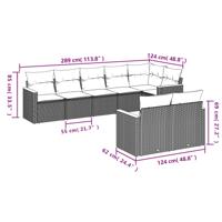 9-delige Loungeset met kussens poly rattan zwart - thumbnail