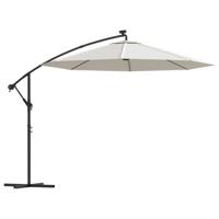 VidaXL Zweefparasol met led-verlichting en metalen paal 300 cm zand - thumbnail