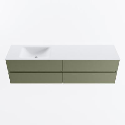 MONDIAZ VICA 180cm badmeubel onderkast Army 4 lades. Wastafel CLOUD links zonder kraangat, kleur Talc.
