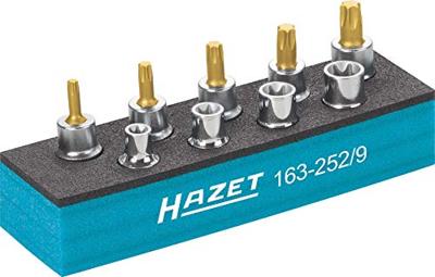 HAZET Gereedschapset - TORX® 163-252/9 - 3/8 inch (10 mm) vierkant hol - Buiten-TORX®-profiel, Binnen-TORX®-profiel - 9-delig - E8 - E14 - T25 - T50 HAZET Gereedschapset - TORX® 163-252/9 - 3/8 inch (10 mm) vierkant hol - Buiten-TORX®-profiel, Binnen-TORX®-profiel - 9-delig - E8 - E14 - T25 - T50