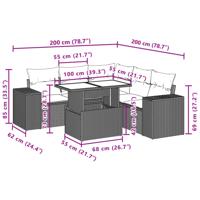 6-delige Loungeset met kussens poly rattan grijs - thumbnail