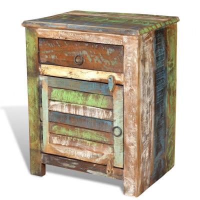 Bijzettafel met 1 lade en 1 deurtje gerecycled hout
