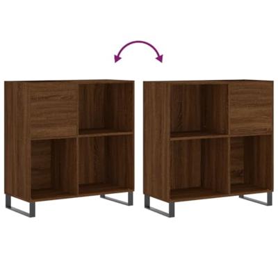 Platenkast 84,5x38x89 cm bewerkt hout bruin eikenkleur Platenkast 84,5x38x89 cm bewerkt hout bruin eikenkleur