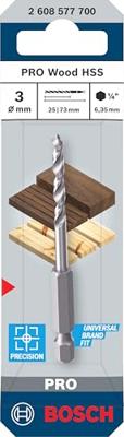 Bosch Accessoires PRO Wood Houtspiraalboor | 1/4" zeskantschacht | 3 x 33 x 74 mm - 2608577700