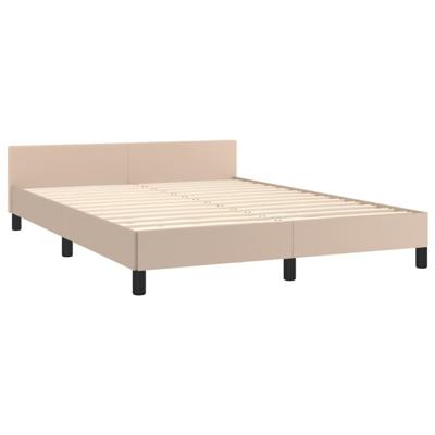 Bedframe met hoofdbord kunstleer cappucinnokleurig 140x190 cm - thumbnail